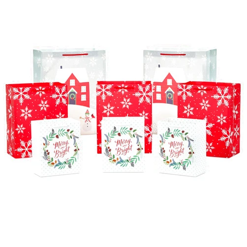 Hallmark Rustic Christmas Gift Bag Assortment (8 Bags: 3 Small 6