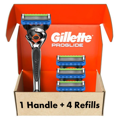 Gillette Fusion ProGlide Razors, Men 1 Gillette Razor, 4 Razor Blade Refills, Shields Against Skin Irritation