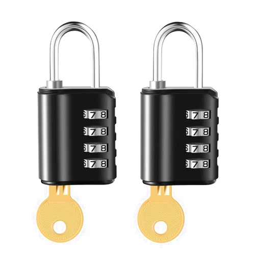 EUQINU 2 Pack Combination Padlock, 4 Digit Resettable Padlock with Keys, Combo Lock for School, Gym Locker, Employee Locker, Hasp Storage, Fence, Gate