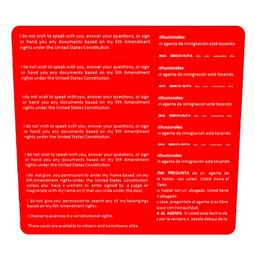 Kocak Gold 10 PCS Plastic Know Your Rights Immigration Red Card - Constitutional Rights Reminder - English Spanish Legal Protection Card