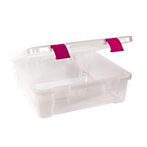 Creative Options File Tub Scrapbooking Storage Box, Clear, Magenta