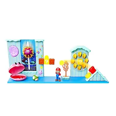 SUPER MARIO Nintendo Deluxe Underwater Playset with 5 Interactive Environmentpiece – Includes 2.5” Mario Figure, 1-Up Mushroom Accessory & Warp Pipe Coin Launcher