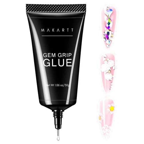 Makartt No Wipe Rhinestone Glue for Nails, 30G Super Strong Nail Charm Glue Bling Gel for 3D Decorations Nail Art Gems Jewelry Diamond for Nail Techs Supplies Beginners, Nail Lamp Required