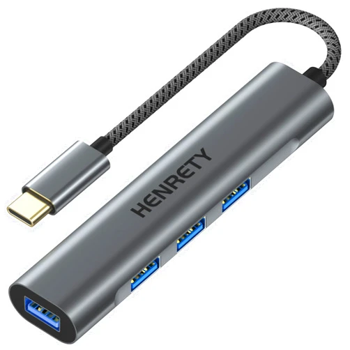 Henrety USB C Hub, 4-in-1 Ultra Slim Portable Data Hub USB Splitter USB 3.0 Expander for Laptop, PC, MacBook, Mac Pro, Mac Mini, iMac, Surface Pro, and More USB Devices