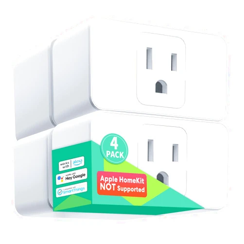meross Smart Plug Mini 4 Pack 15A & Reliable Wi-Fi Connection, Support Alexa, Google Assistant, Remote Control, Timer, 2.4G WiFi Only (Apple HomeKit Not Supported)
