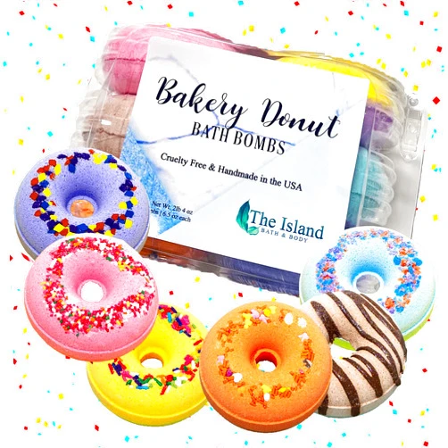The Island Bath & Body Giant Donut Bath Bomb Gift Set Extra Large, Made in The USA