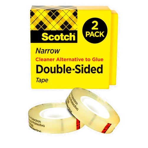 Scotch Double Sided Tape, 1/2 in x 900 in, Permanent, 2 Boxes/Pack (665-2PK)
