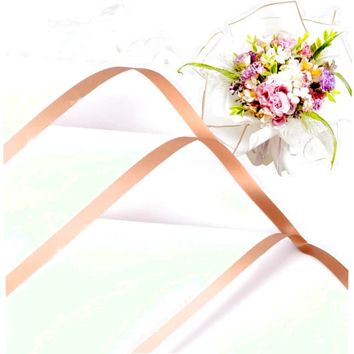Kosotody 20 Sheets Flower Wrapping Paper Waterproof Florist Bouquet with Ribbon for Bouquets DIY Crafts Packaging Bouquet, 22.8x22.8 inch (White)