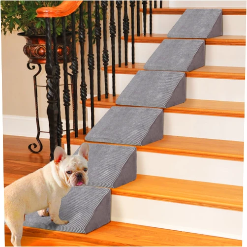 LitaiL Dog Ramp for Small Dogs, Small Dog Steps Dog Stairs for Staircase with Anti-Slip Bottom and Self-Sticky Pads to Fix Suitable for Small Dogs Cats(6Pcs, Dog Ramp Style)
