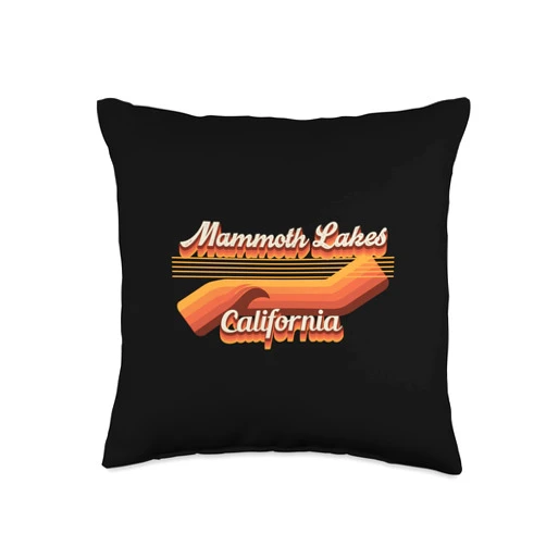 Mammoth Lakes Retro Souvenir Apparel Retro 80s Outfit-Mammoth Lakes Throw Pillow, 16x16, Multicolor