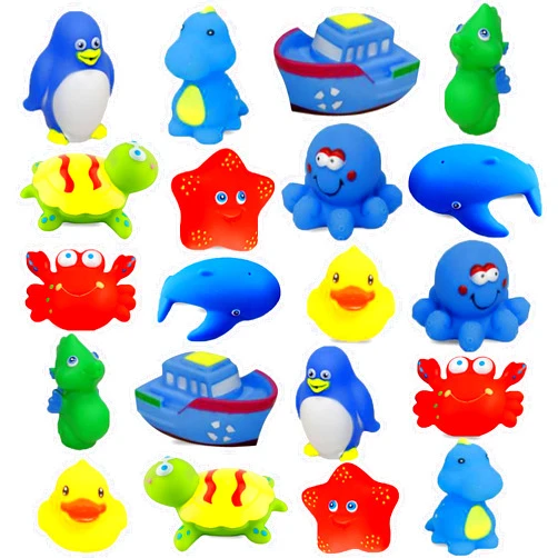 Dimple Set of 20 Floating Bath Toys, Sea Animals Squirter Toys for Boys & Girls, Assorted Sea Animals Friends, Squeeze to Spray! Tons of Fun, Great for Kids & Toddlers