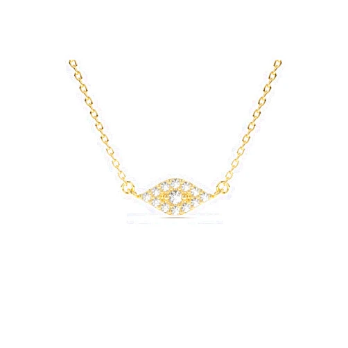 CHARU JEWELS 14k Gold Diamond Evil Eye Necklace / 14k Gold Necklace/Moissanite Diamond Necklace/Good Luck Necklace/Everyday Jewelry - 14K Solid Gold