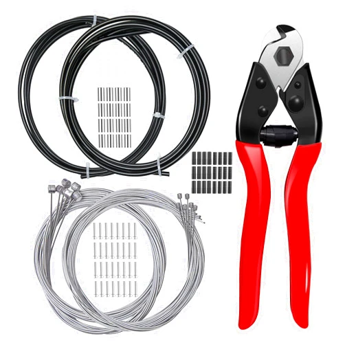 TFUTLT 103Pcs Bike Brake Cable Kit with Stainless Steel Bike Cable Cutter,Brake Cable and Bike Shifter Cable Housing Set with Bike Cable End Caps,Copper Sleeves and O-Rings Kit for Mountain Road Bike