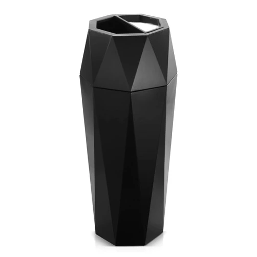Dyna-Living Commercial Trash Can Outdoor Garbage Can with Lid Indoor Large Trash Bin Stainless Steel Industrial Waste Container Black