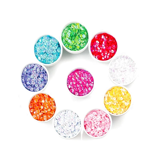 ZKSMNB 6mm Loose Cup Sequins 12,000pcs Rainbow Sequin Bulk Iridescent Spangles with Holes Round Embroidery Sequins for Home DIY Arts Crafts,10 Colors,0.24 inch