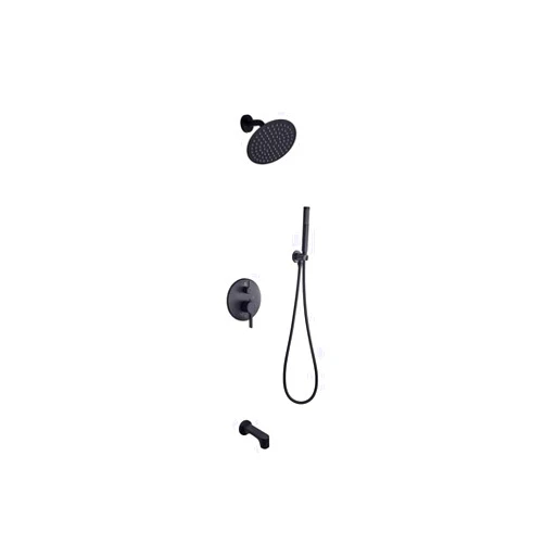 Lexora Salamonio 1-Spray Tub and Shower Faucet Combo with Round Showerhead and Handheld Shower Wand in Matte Black