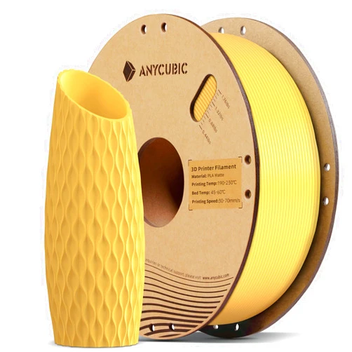 ANYCUBIC Matte PLA Filament 1.75mm, 3D Printing PLA Filament 1.75mm Dimensional Accuracy +/- 0.02mm, 1KG Spool (2.2 lbs), Matte Yellow