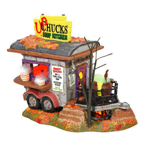 Department 56 Snow Village Halloween Haunted Wheels Food Truck Upchuck's Soup Kitchen Lit Figurine, 5.75 Inch, Multicolor