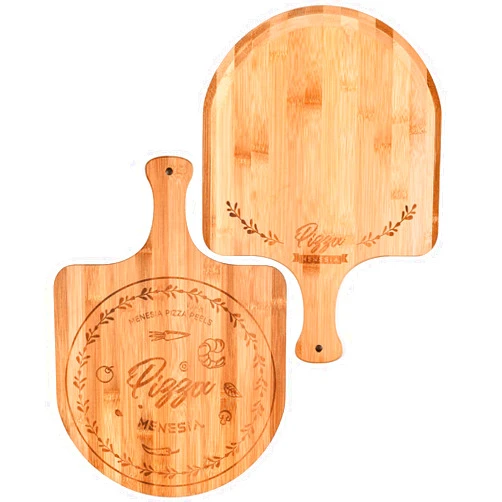 Menesia 12 Inch Premium Bamboo Pizza Peel with Handle,Wooden Pizza Paddle,Cutting Board for Fruit,Vegetables,Cheese,Bread(circle)