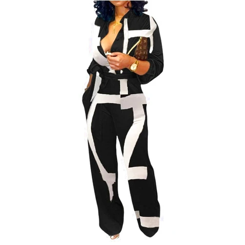 SeNight Women's Jumpsuits Elegant Business Casual Button Down V Neck Long Sleeve Strap Straight Long Pants With Pockets