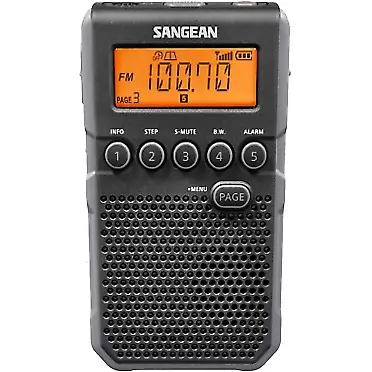 Sangean DT-800BK AM/FM / NOAA Weather Alert/Rechargeable / Alarm Clock / 45 Pre-Sets/Pocket Radio (Renewed)