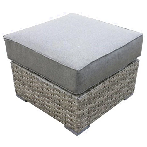 Teva Furniture Bali Silver/Gray Two-Tone Wicker Ottoman in Charcoal Gray Cushion