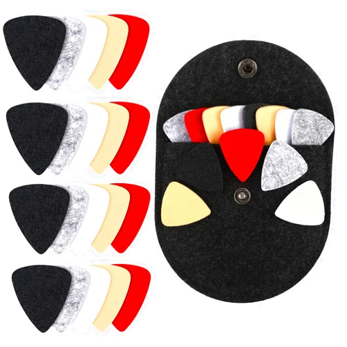 Maasechs 20 Pcs Ukulele Felt Picks Multicolored Felt Picks Accessories Cute Ukulele Picks Assorted Felt Thumb Picks with Holder Case for Guitar Bass Music Instruments (Classic)