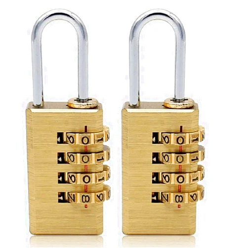 TEMEILI MIONI 2 PCS Solid Brass Combination Lock 4 Copper Digit Padlock for Indoor and Outdoor Rustless Die-Cast