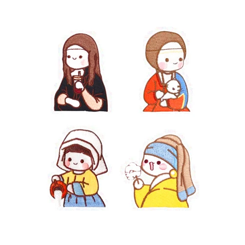 Buer Homie Self-Adhesive Embroidered Patches, 4 girls pattern