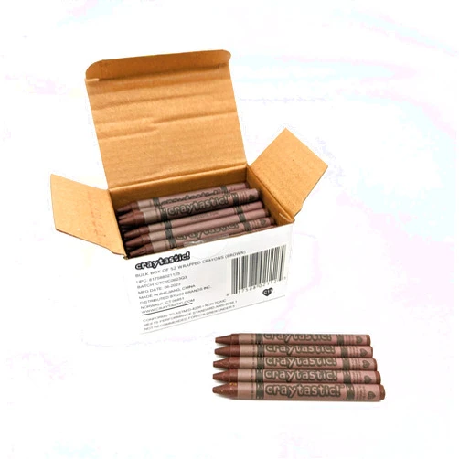 Craytastic! Bulk Wrapped Crayons Box of 52 (Brown) for Crafting, Parties, Kids - Paper Wrapped - Safety Tested Compliant with ASTM D-4236