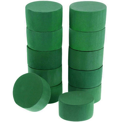 Maitys 12 Pieces Round Floral Foam Wet Floral Foam Green Flower Foam DIY Flower Arrangement Kit for Aisle Flowers Wedding Party Decoration (2.95 x 2.95 x 1.57 Inches)