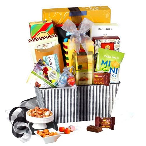 Broadway Basketeers Sweets and Chocolate Gift Basket, Gourmet Gifts with Nuts for Women, Families, College, Congratulations, Appreciation, Valentines Day Delivery, Corporate, Thank You, Get Well.