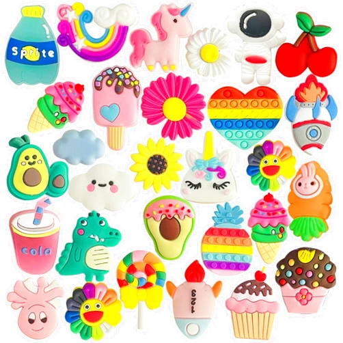 monochef Shoe Charms for Girls Teens: 30 Pack Random Different Cute Shoe Decoration Charms, Shoe Charm, Charms for Shoes Bracelet Wristband Party Favors Gifts Boys Kids Adults