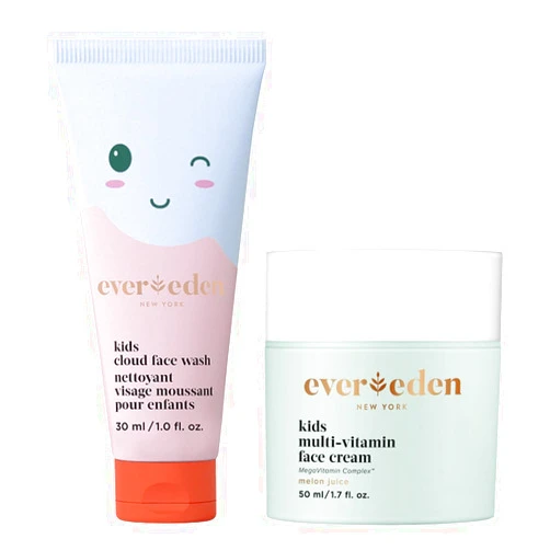 Evereden Kids Cloud Face Wash: Tropical Sorbet, 3.4 fl oz & Kids Face Cream: Melon Juice, 1.7 oz. | Creamy & Fun Skin Care for Kids | Easy-to-Use Kids Face Wash & Cream | Non-toxic Kids Skin Care