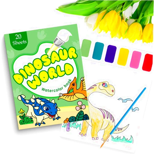 Gibaniza Dinosaur Paint with Water Coloring Book - Cartoon Coloring Books with Brush for Ages 4-8 - Arts and Crafts for Drawing Activity Books Art Supplies