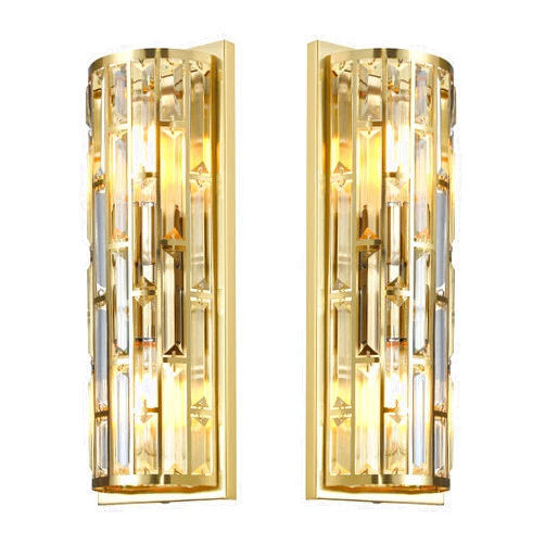 Doraimi Lighting 2 Pack 2 Light Crystal Bathroom Wall Sconce Modern and Concise Style Wall Light Fixture,Crystal Shade Brushed Bronze Finish for Bedroom Hallway Bedside