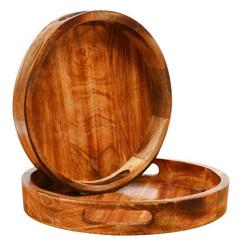Winlay Countertop Wooden Fruit Tray Baskets Set of 2, Organizer Crates for Kitchen, Bathroom, Pantry, Fruit, Vegetables, Bread and General Storage Space Rustic Wood, Natural Burnt 12x12x1.5