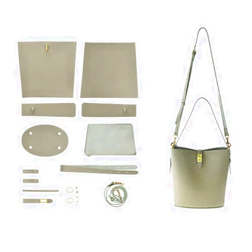 POPSEWING Leather Simple Bucket Crossbody Bag DIY Kit, DIY Shoulder Bag with Sewing Kit, DIY Handmade Bag Kit for Mom Girlfriend Birthday Christmas Gift (Green)