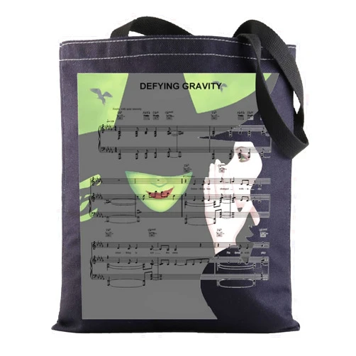 BWWKTOP Wicked Musical Canvas Tote Bag Elphaba And Glinda Fans Gifts Defying Gravity Wicked Broadway Shoulder Bag