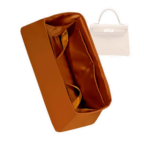 ZYZii Silk Purse Organizer for Kelly Pochette/Mini2/20/25/28/32/35/40,Insert Bag in Bag,Luxury Handbag Tote Lining Bag Shapers(Kelly25,Gold)