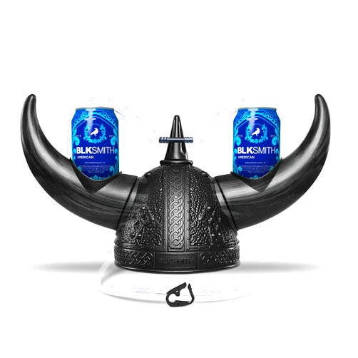 BLKSMITH Drinking Helmet, Viking Drinking Hat with Straws Holds 2 Cans, Adjustable to Fit 16-24