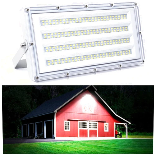 Karjoefar LED Flood Lights Outdoor, 100W 10000 LM Outdoor Security Lights with Plug, Outside LED Work Light 6500K Daylight White, IP66 Waterproof Bright Floodlight for Garage, Yard, Patio, Playground