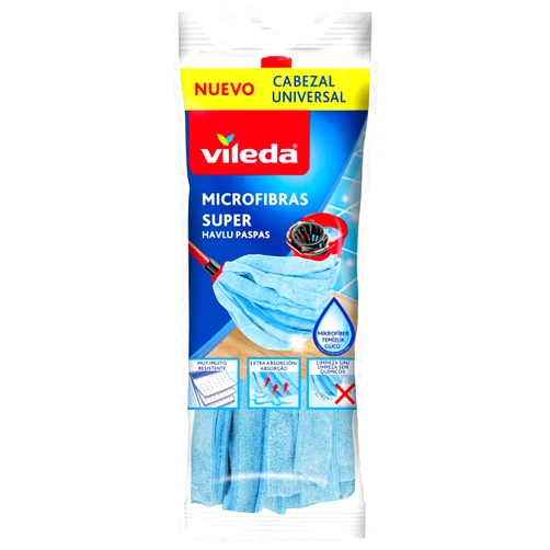 Vileda Microfibre mop strips, universal head, blue, Talla unica