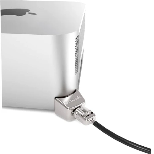 Compulocks Mac Studio Ledge Lock Adapter with Keyed Cable Lock - Secure Your Mac Studio with Durable Silver Locking Solution - Perfect for Home & Office Use