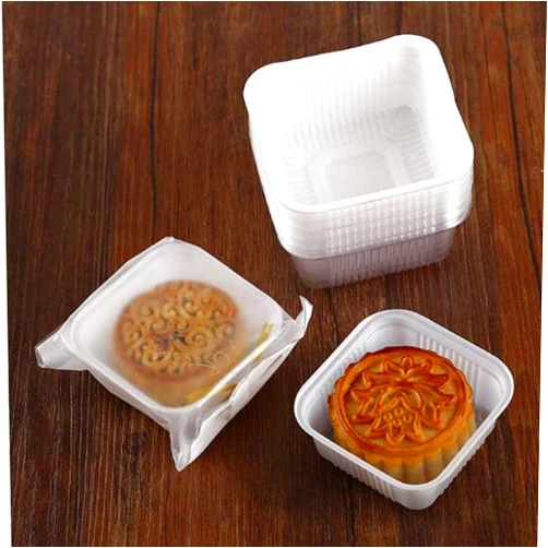 SDJ 63-80 G Moon Cake Trays Thick Egg-yolk Puff Holder 2.3 * 1.1 Inch 200 Counts White/Clear (White)