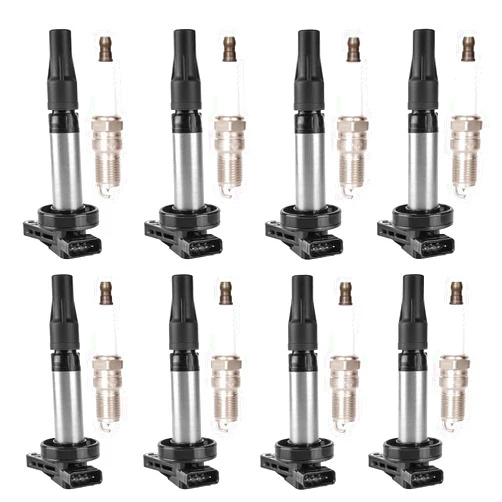 LCWRGS Set of 8 Ignition Coil Pack and Spark Plugs Fits for Land Rover LR3 Range Rover Jaguar XF XK8 XJ8 XJR XKR Super S-Type Vanden Plas 2003 2004 2005 2006 2007 2008 2009 4.2 4.4 V8 Replaces# UF519