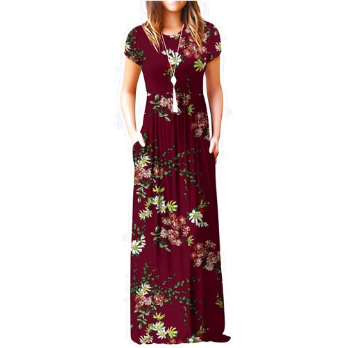 VIISHOW Women's Short Sleeve Loose Plain Maxi Dresses Casual Long Dresses with Pockets