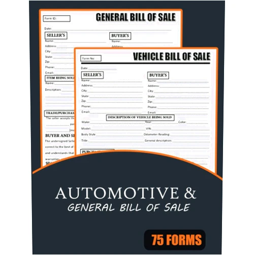 Matt J. Horton Automotive and General Bill of Sale: 38 For vehicle and 38 For General Use Bill of Sale For Car Dealers and Other Properties.