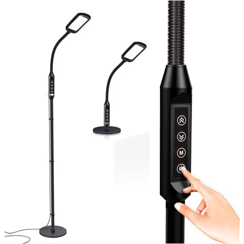 Brightech Litespan 2-in-1 LED Floor & Desk Lamp, Adjustable Height, Shades, Neck, Esthetician Light for Lashes, Portable Gooseneck Standing Lamp for Living Room, Dorm, Table