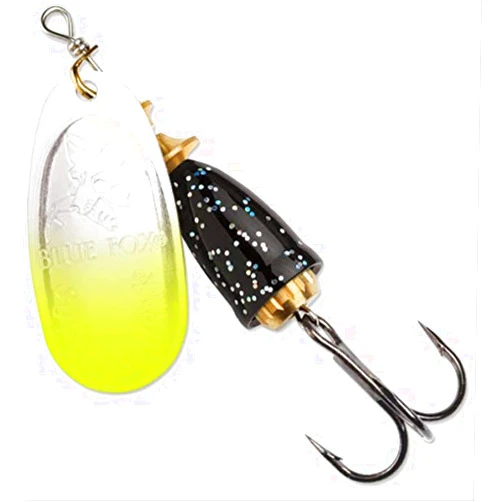 Blue Fox Classic Vibrax Spinner, 3/8-Ounce, Chartreuse Tipped Silver Flake